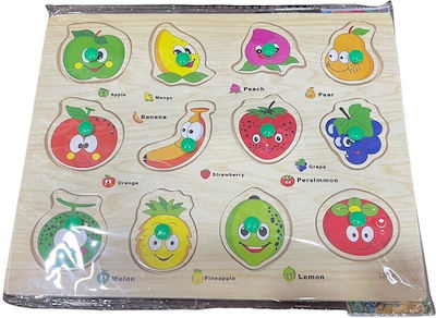 Wooden Kids Peg Puzzle Fruits 12pcs