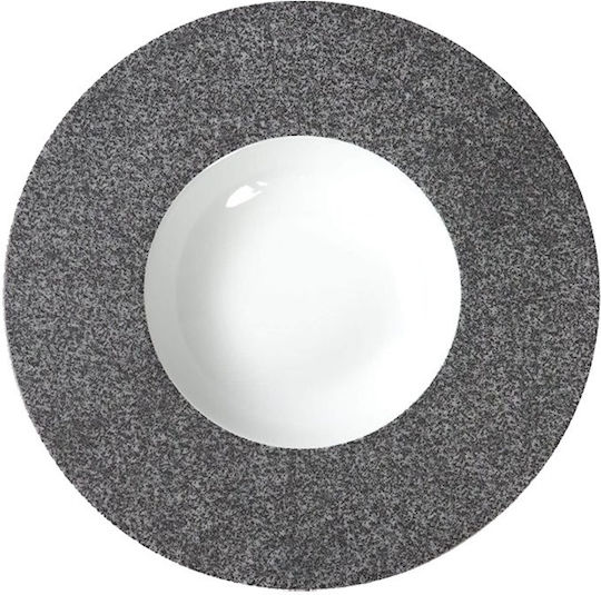 Raw Saturno Raw Plate Soup made of Porcelain Gray with Diameter 29cm 6pcs