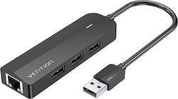 Vention USB Hub 3 Θυρών (USB-A) + LAN CHPBB