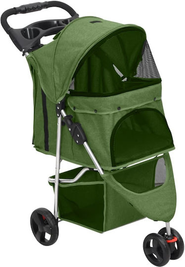 vidaXL Dog/Cat Carrying Green Stroller for 15kg Pets L98xW80xH46cm