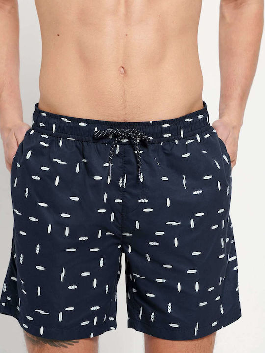 FBM007-02716 Herren Badebekleidung Shorts Marineblau mit Mustern