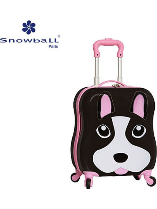 Snowball Paris Παιδική Βαλίτσα Ταξιδίου Καμπίνας Σκληρή Μαύρη με 4 Ρόδες Ύψους 34εκ.