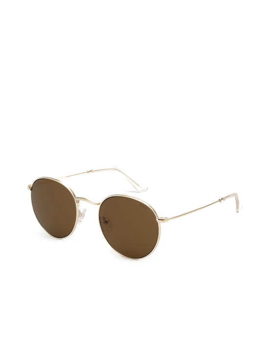 Invu Sunglasses with Gold Metal Frame and Brown Lens P1203C