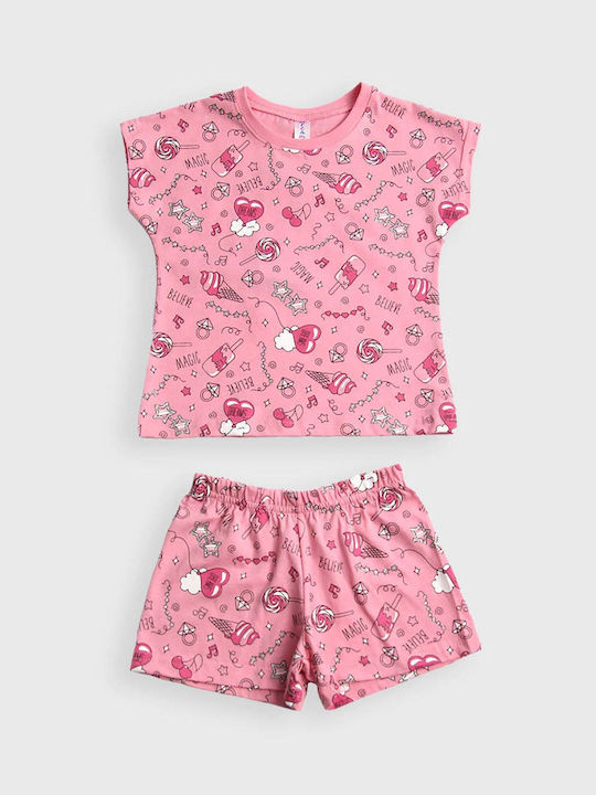 Dreams by Joyce Παιδική Πιτζάμα Καλοκαιρινή Ροζ Summer Pattern