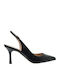 Leather Pointed Toe Black Medium Heels 71130