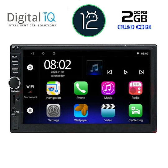 Digital IQ Sistem Audio Auto 2DIN (Bluetooth/USB/AUX/WiFi/GPS/Apple-Carplay/Android-Auto) cu Ecran Tactil 7"