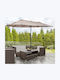 Round Metal Parasol Double Canopy Ecru Φ4.6xH2.4m