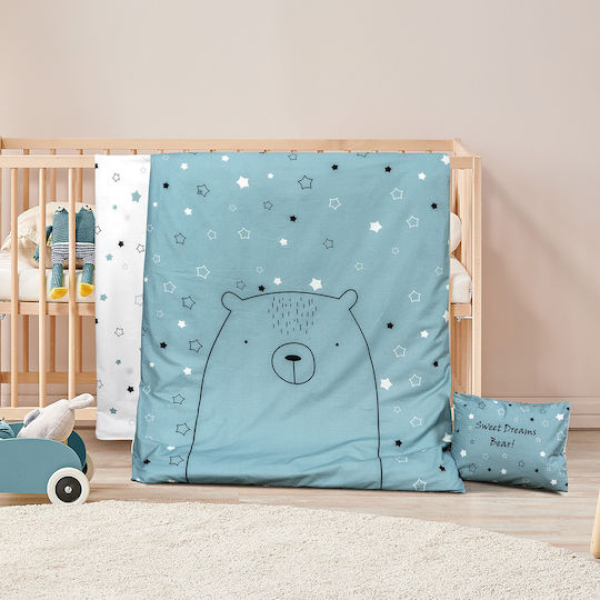 Beauty Home Bear Art 5185 Комплект Бебешки Чаршафи За Количка Памучни Петролен 120x160бр
