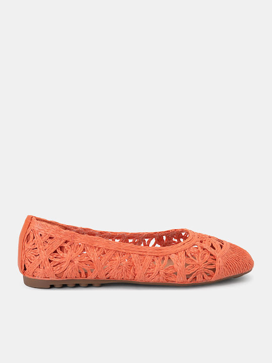 Synthetic Leather Ballerinas Orange
