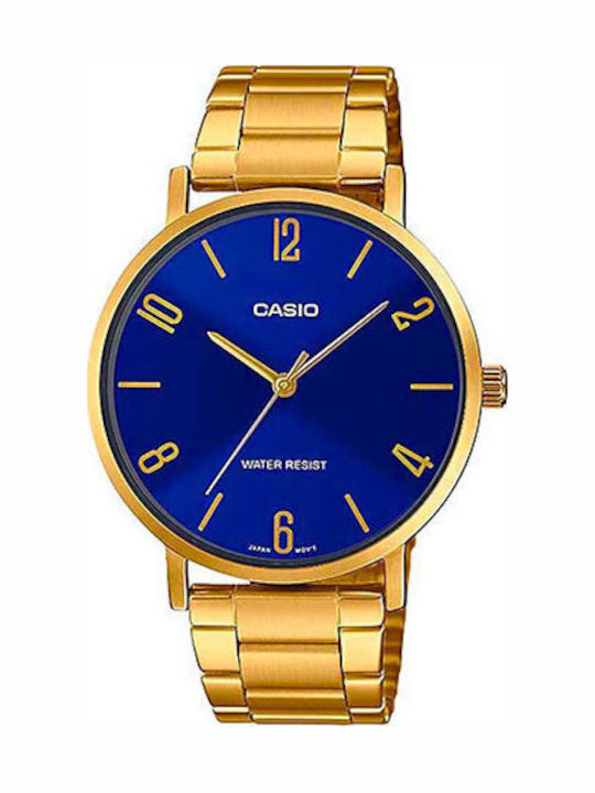 Casio Γυναικείο Ρολόι 34mm Μπαταρίας με Χρυσό Μ...