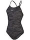 Speedo Allover Wet Fixed X-Back Athletic One-Piece Swimsuit Black/USA Charcoal