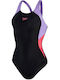 Speedo Colourblock Splice Muscleback Athletic One-Piece Swimsuit Black/Lilac