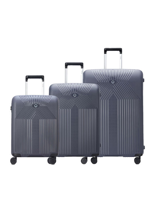 Delsey Ordener Valize De Călătorie Tough Ordener Antracit Înălțime Maximă 77cm Cu 4 Roți Set 3 Piese