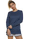 Women's Athletic Blouse Long Sleeve Blue