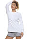 Women's Athletic Blouse Long Sleeve White