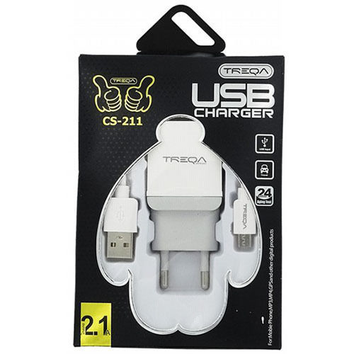 Treqa Ladegerät mit USB-A Anschluss und Kabel Micro-USB Weißs (CS-211)