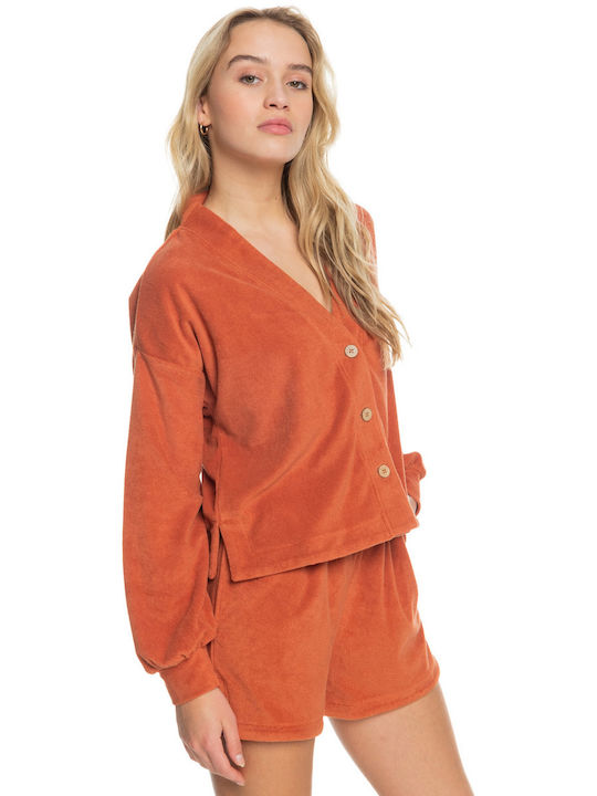 Roxy Threes Company Towel Fabric Γυναικεία Ζακέτα σε Πορτοκαλί Χρώμα