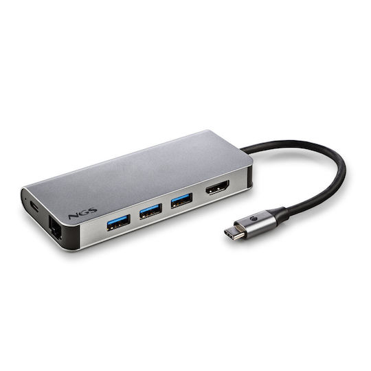 NGS Wonderdock 8 USB-C Docking Station mit HDMI 4K PD Ethernet Silber