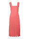 Vero Moda 10282481 Καλοκαιρινό Midi Φόρεμα με Βολάν Πορτοκαλί