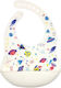 Baby Cloud Planets Waterproof Bib Silicone with Button & Pocket White for 5 m+