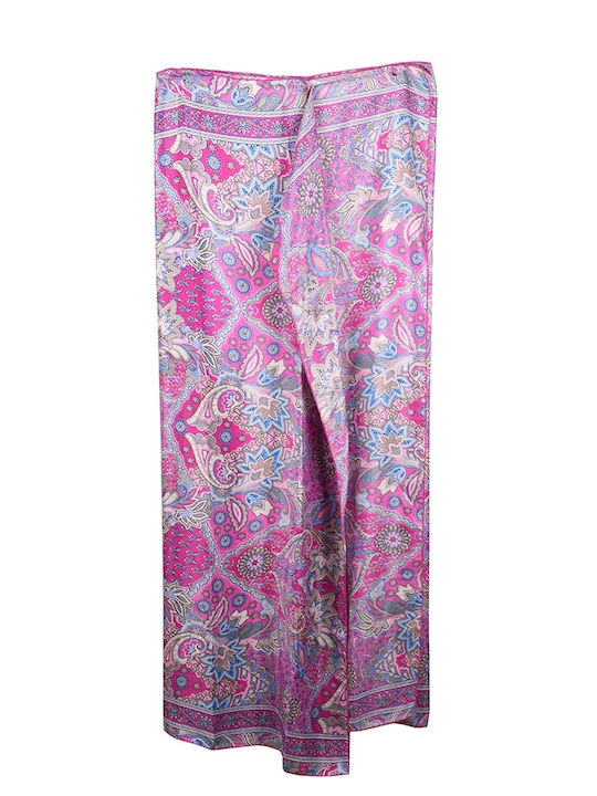 Women's boho pareo with belly buttons 180x110 Fuchsia