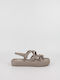 Exe Women's Flat Sandals Flatforms in Beige Color