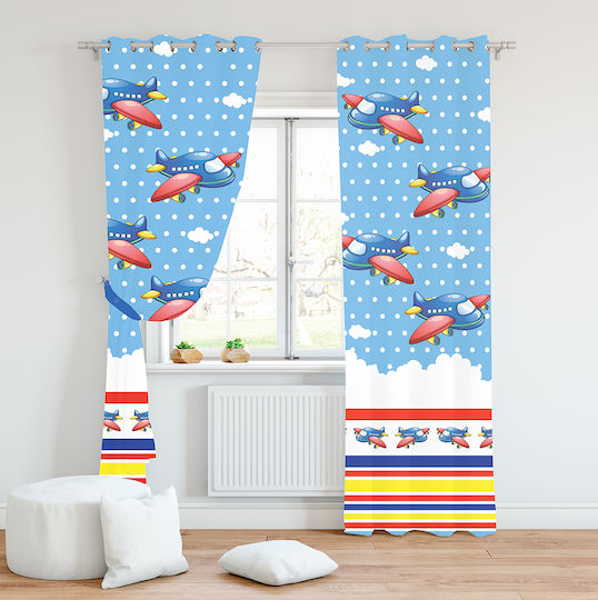 Mc Decor Kids Curtain Airplane with Grommet Tops