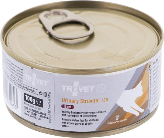 Trovet Urinary Struvite Wet Food for Adult Cats in Cans with Beef Grain-Free & Gluten-Free 100gr