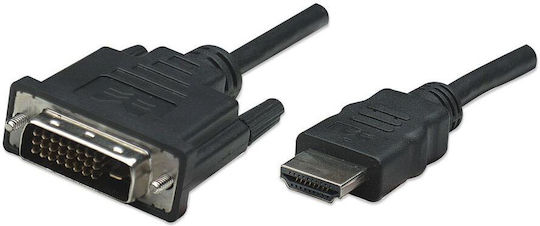 Manhattan Cable DVI-D male - HDMI male 1m Μαύρο (322782)