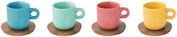 Marva Loop Porcelain Espresso Cup Set 110ml Green-Blue-Yellow-Pink 4pcs