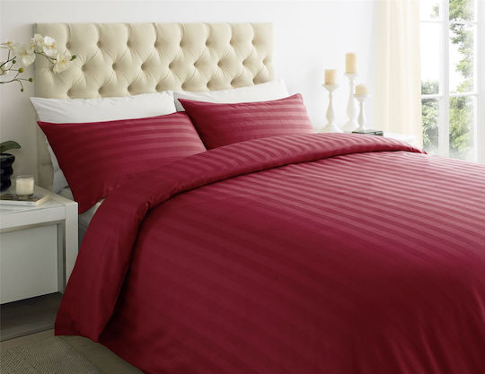 MayHome Duvet Cover Set Cotton Satin Double with 2 Pillowcases 200x240 Red