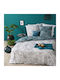 Duvet Cover Set Cotton Queen with 2 Pillowcases 240x220 A-S Jungle Petrol Blue