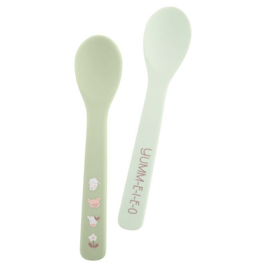 Stephen Joseph Baby Set with Spoons Farm made of Silicone Green 2pcs