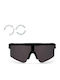 Chpo Luca Men's Sunglasses with Black Plastic Frame and Black Polarized Mirror Lens 16133NN
