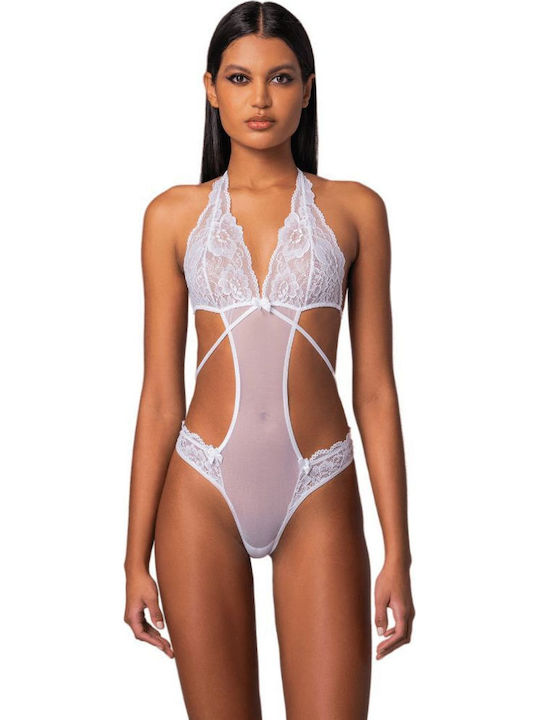 Milena by Paris Sexy Κορμάκι με Δαντέλα Brazil Body Λευκό