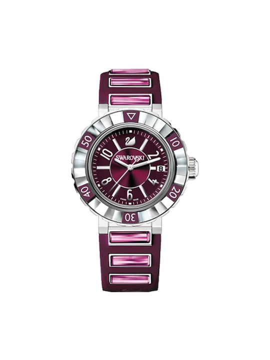 Swarovski Octea Sport Watch with Fuchsia Rubber Strap