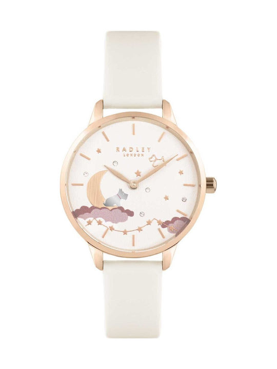 Radley Дамски Часовник 34mm Кварцов с Бяла Кожена Каишка