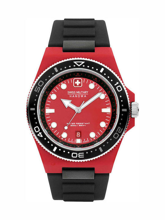 Swiss Military Hanowa Ocean Herrenuhr 45mm Batterie mit Schwarz Kautschukarmband