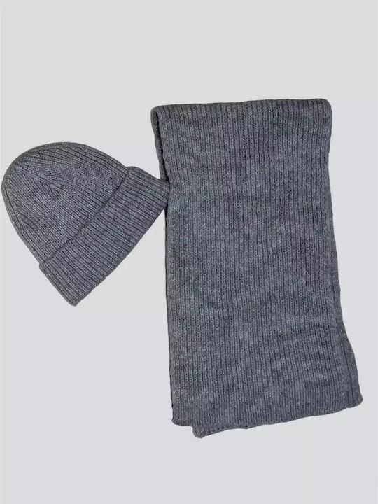 Scarf Set With Cap Grey