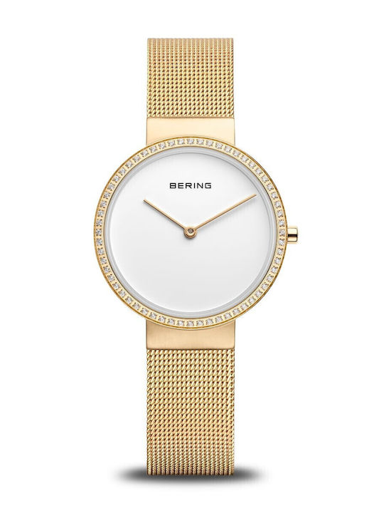 Bering Time Damenuhr 31 mm mit Batterie, Gold