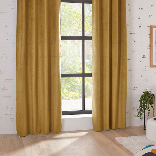 Atmosphera Blackout Curtain with Grommets Thea Yellow 140x260cm