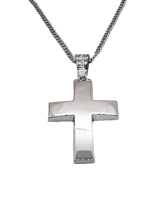 Triantos Crucifix din aur alb de 14K cu lanț 1....