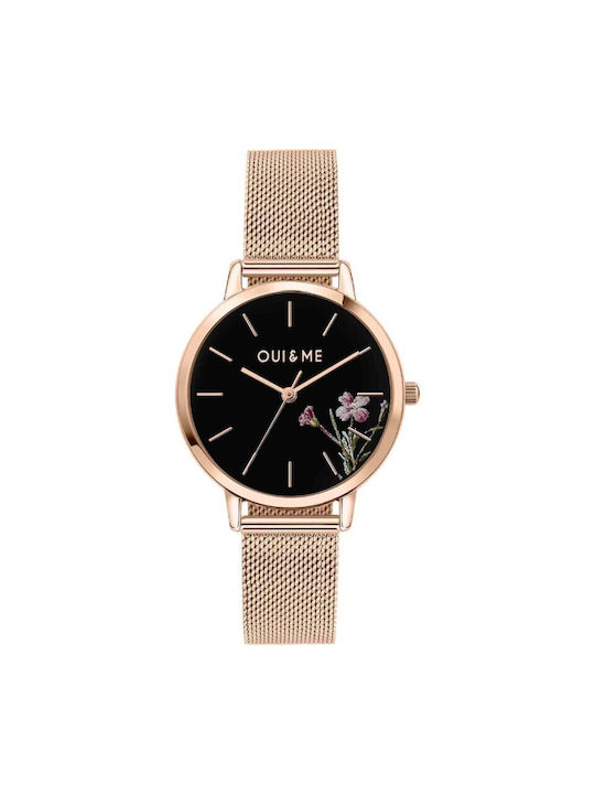 Γυναικείο ρολόι OUI&ME Fleurette ME010374 με μαύρο καντράν και μπρασελέ.