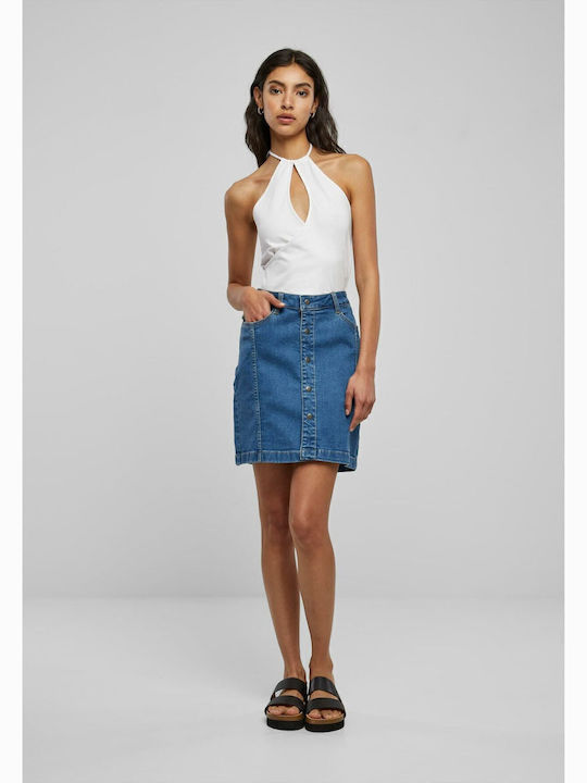 Urban Classics TB6039 Denim Hochtailliert Mini Rock Blau