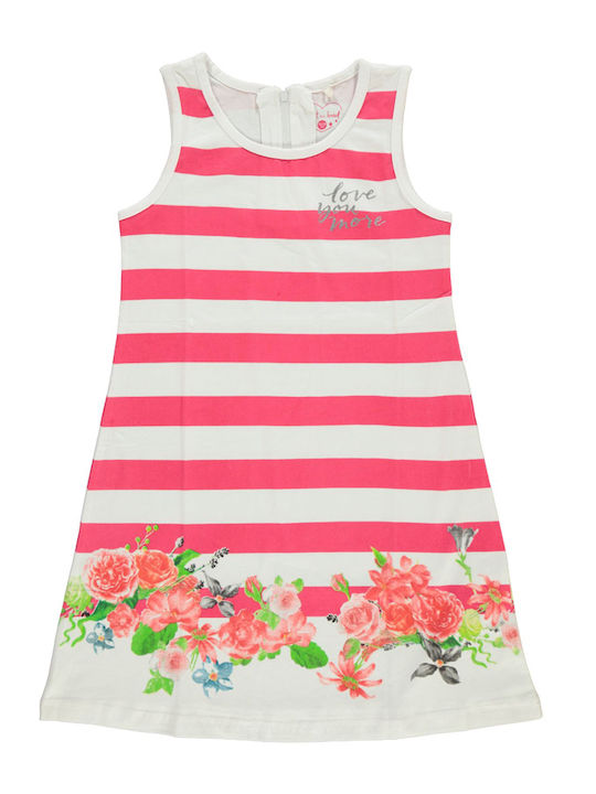 Dress "Flowers" White/Fuchsia