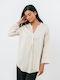 Freestyle Women's Summer Blouse Long Sleeve Beige