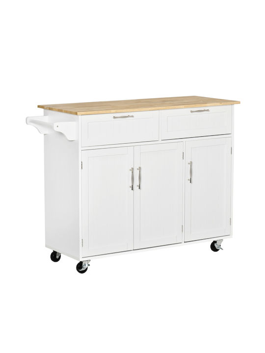 HomCom Kitchen Trolley Wooden in White Color 6 Slots 121x46x91cm