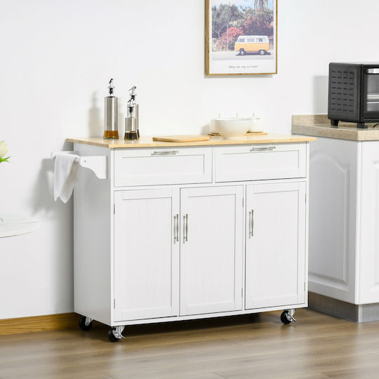 Floor Kitchen Cabinet White 121x46x91cm