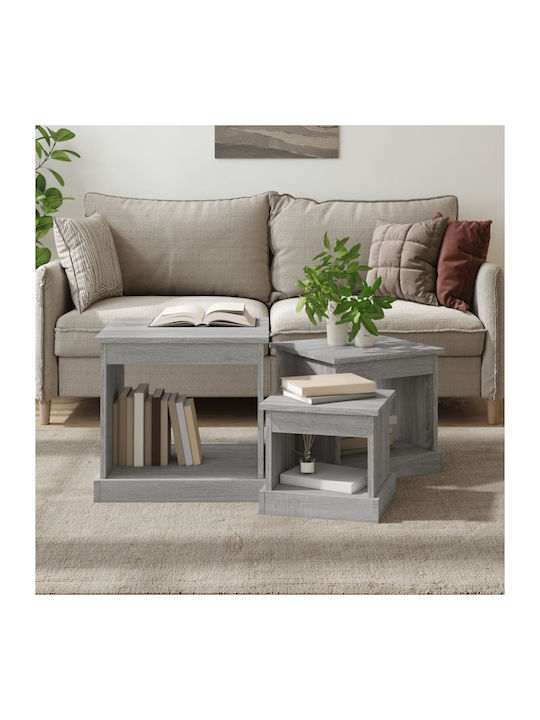 Rectangular Side Table Wooden Gray 3pcs L48xW45...