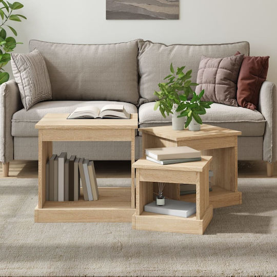 Ορθogonales Zigon-Set aus Holz Sonoma Eiche 3 Stück M48xB45xH45cm